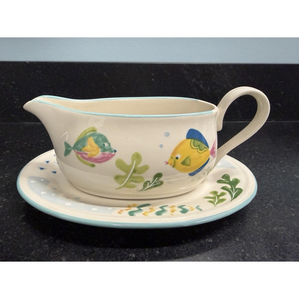 Studio Nova‎ Barrier Reef Gravy Boat & Under Plate Set Sea Fish Thailand Y2310